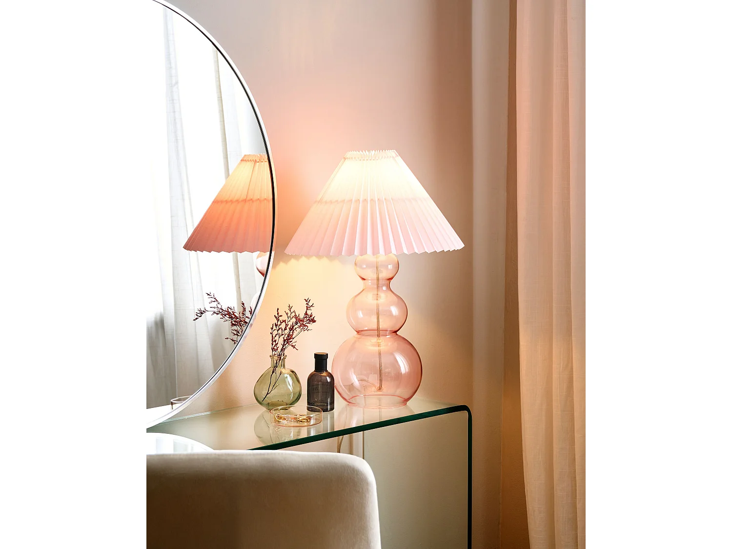 Lampe à poser SENGWA Verre Rose