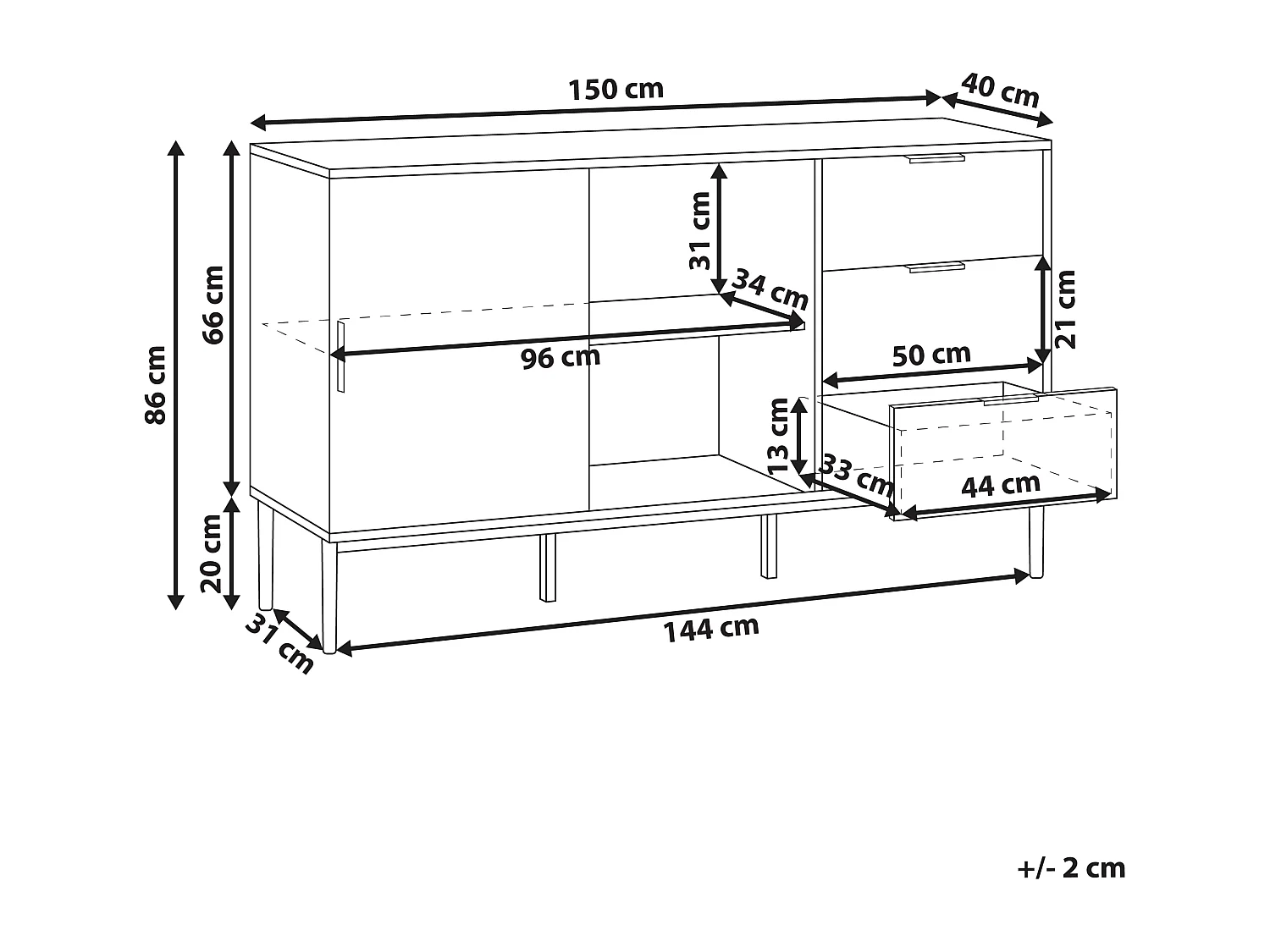Buffet avec vitrine en verre LEDUC Blanc