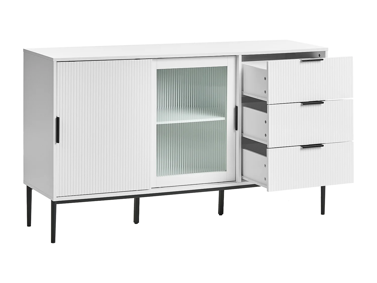 Buffet avec vitrine en verre LEDUC Blanc