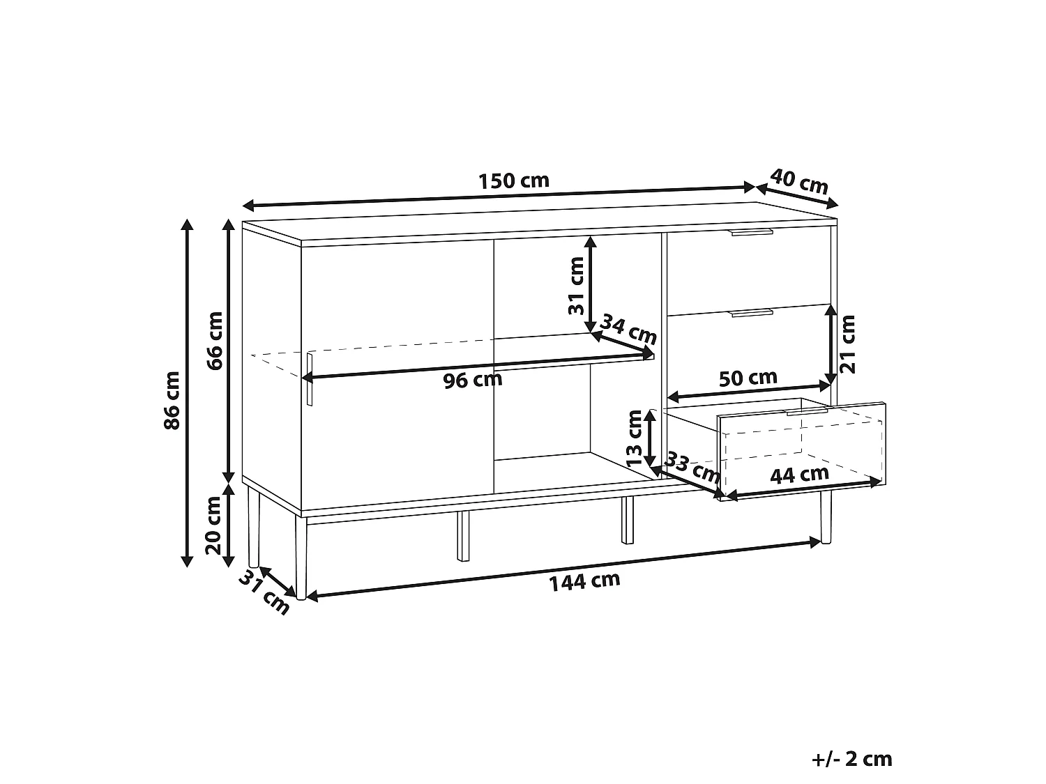 Glass Display Sideboard LEDUC White
