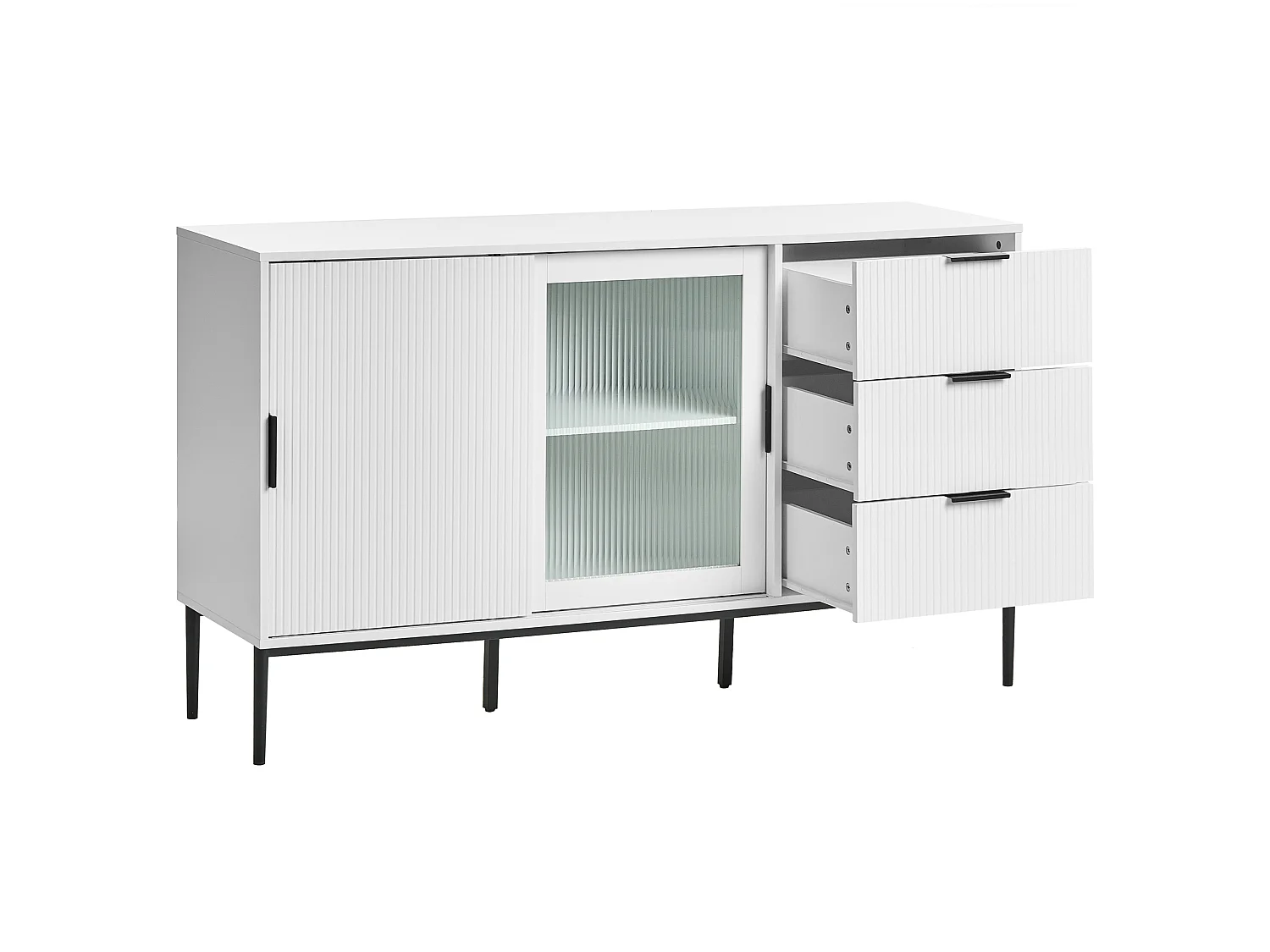 Glass Display Sideboard LEDUC White