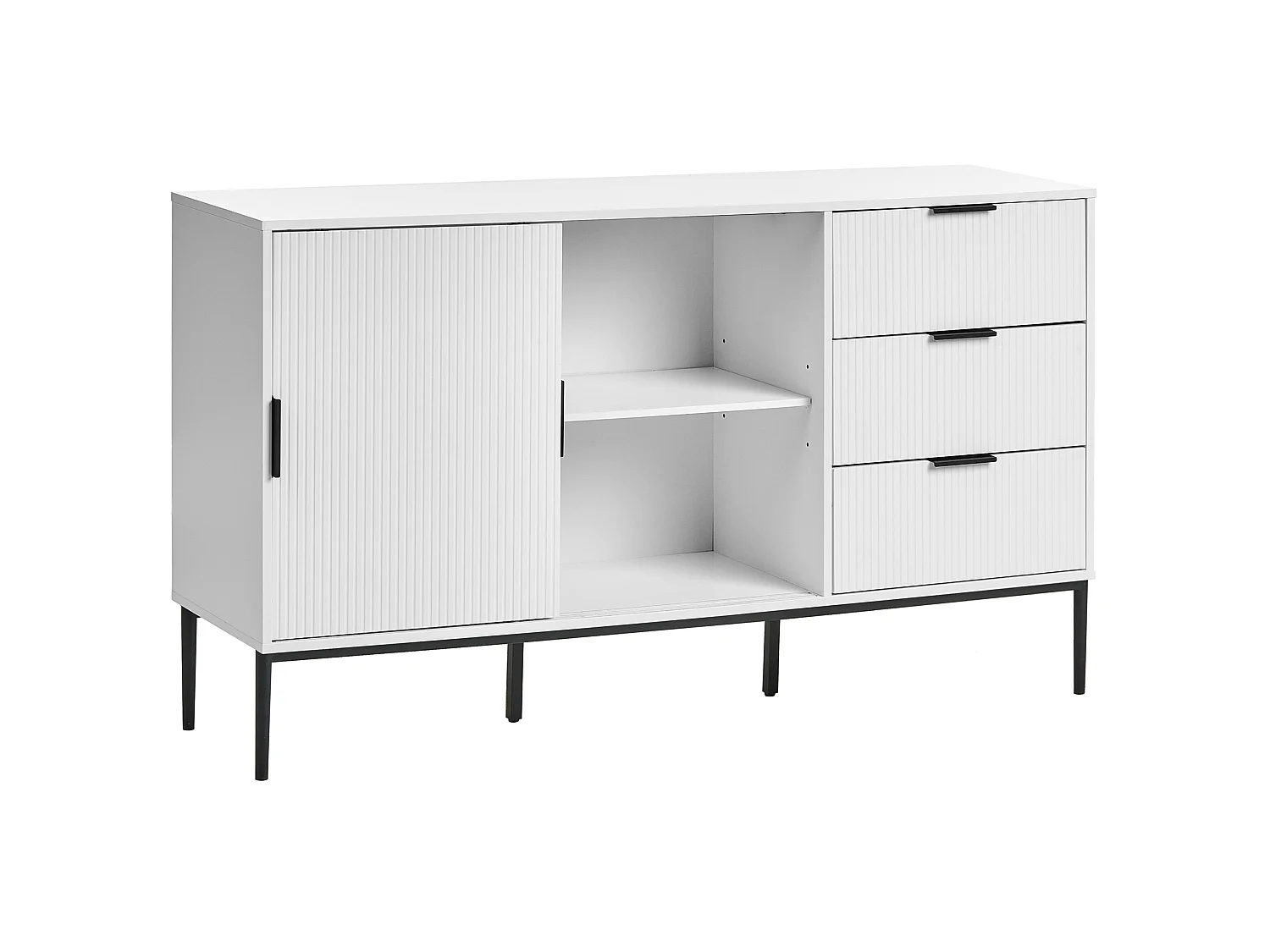 Glass Display Sideboard LEDUC White
