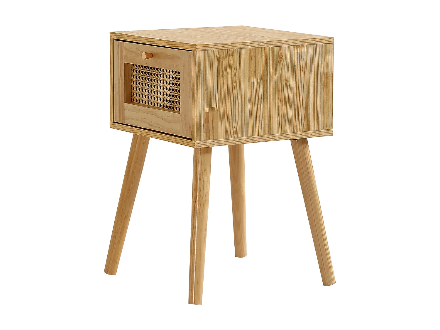 Table de chevet 38x38x58.5 cm avec un tiroir Panneaux de particules en Couleur naturelle pour Chambre et salon