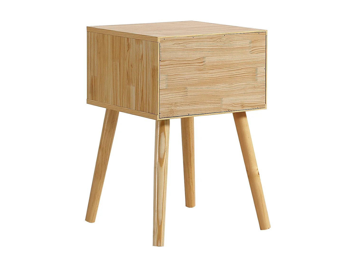 Table de chevet 38x38x58.5 cm avec un tiroir Panneaux de particules en Couleur naturelle pour Chambre et salon