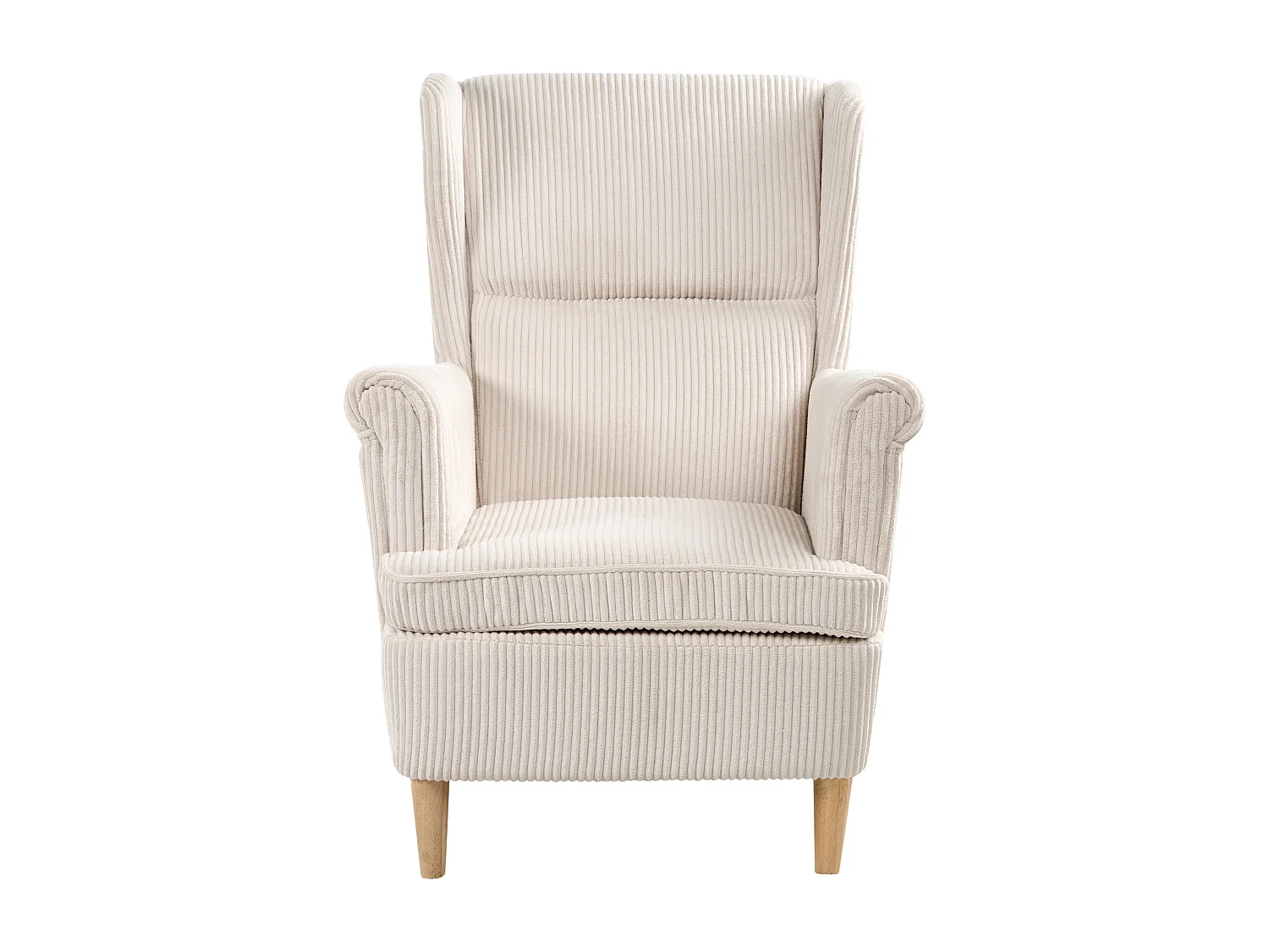 Fauteuil à oreilles ABSON Velours côtelé Beige clair
