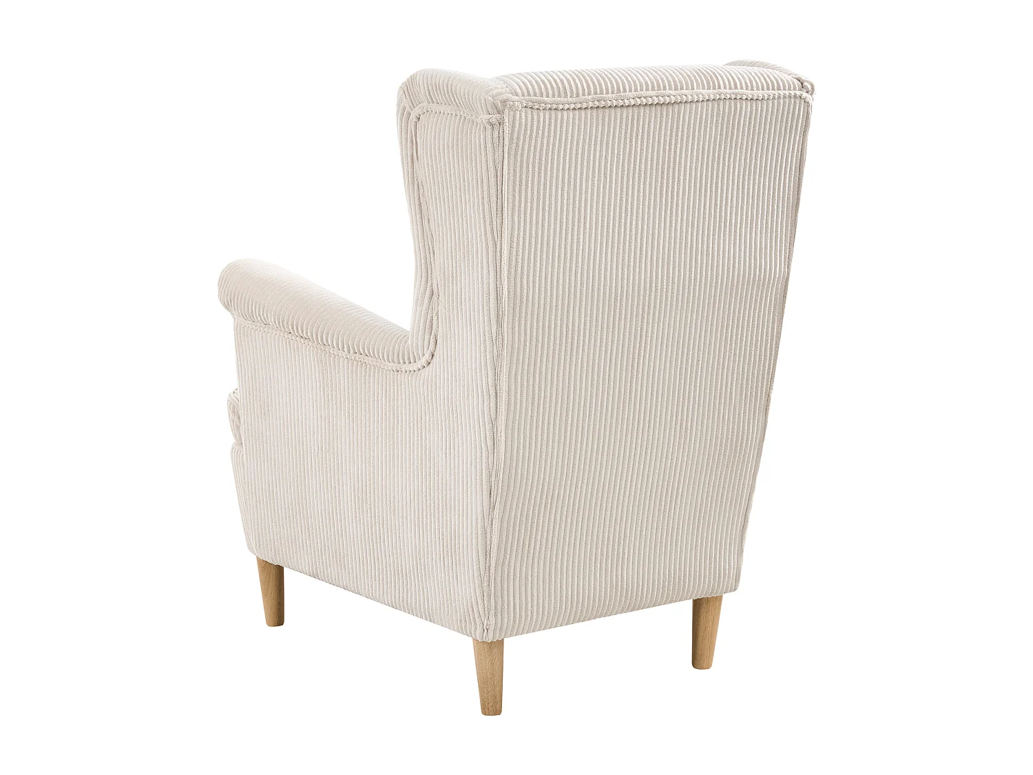 Fauteuil à oreilles ABSON Velours côtelé Beige clair