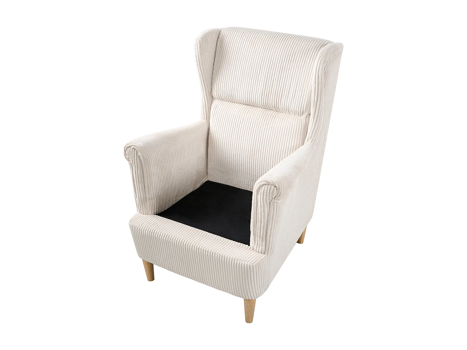 Fauteuil à oreilles ABSON Velours côtelé Beige clair