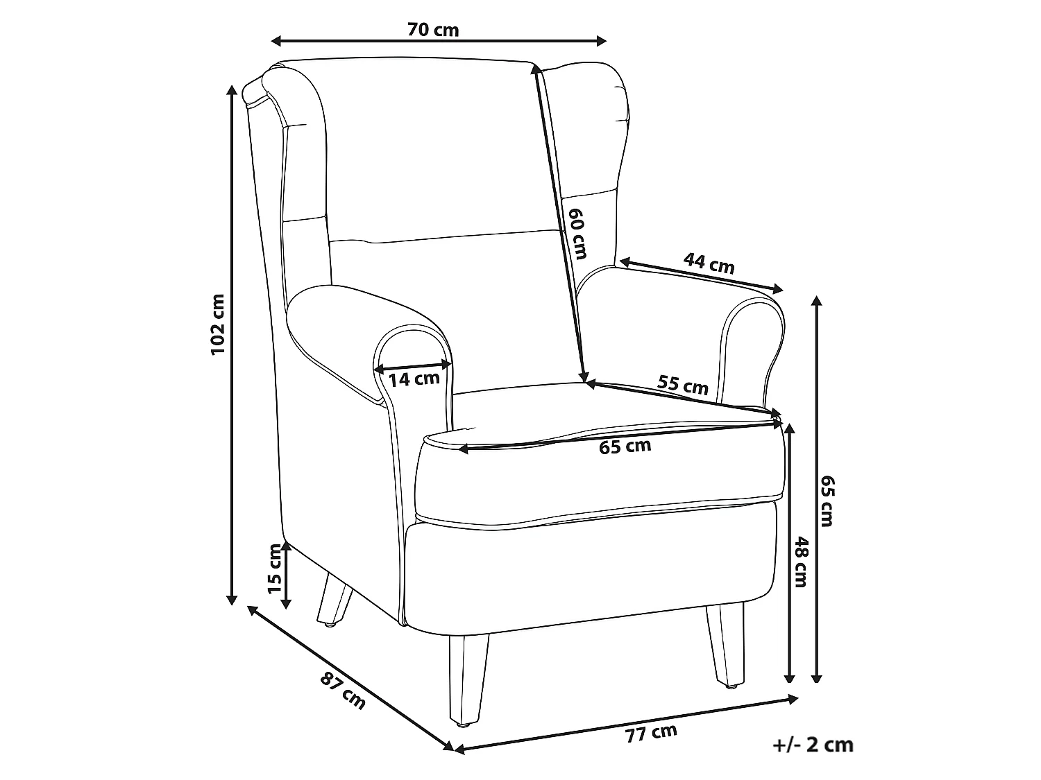 Fauteuil à oreilles ABSON Velours côtelé Beige clair