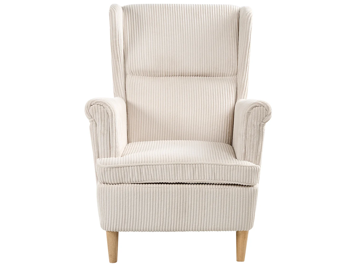 Fauteuil à oreilles ABSON Velours côtelé Beige clair