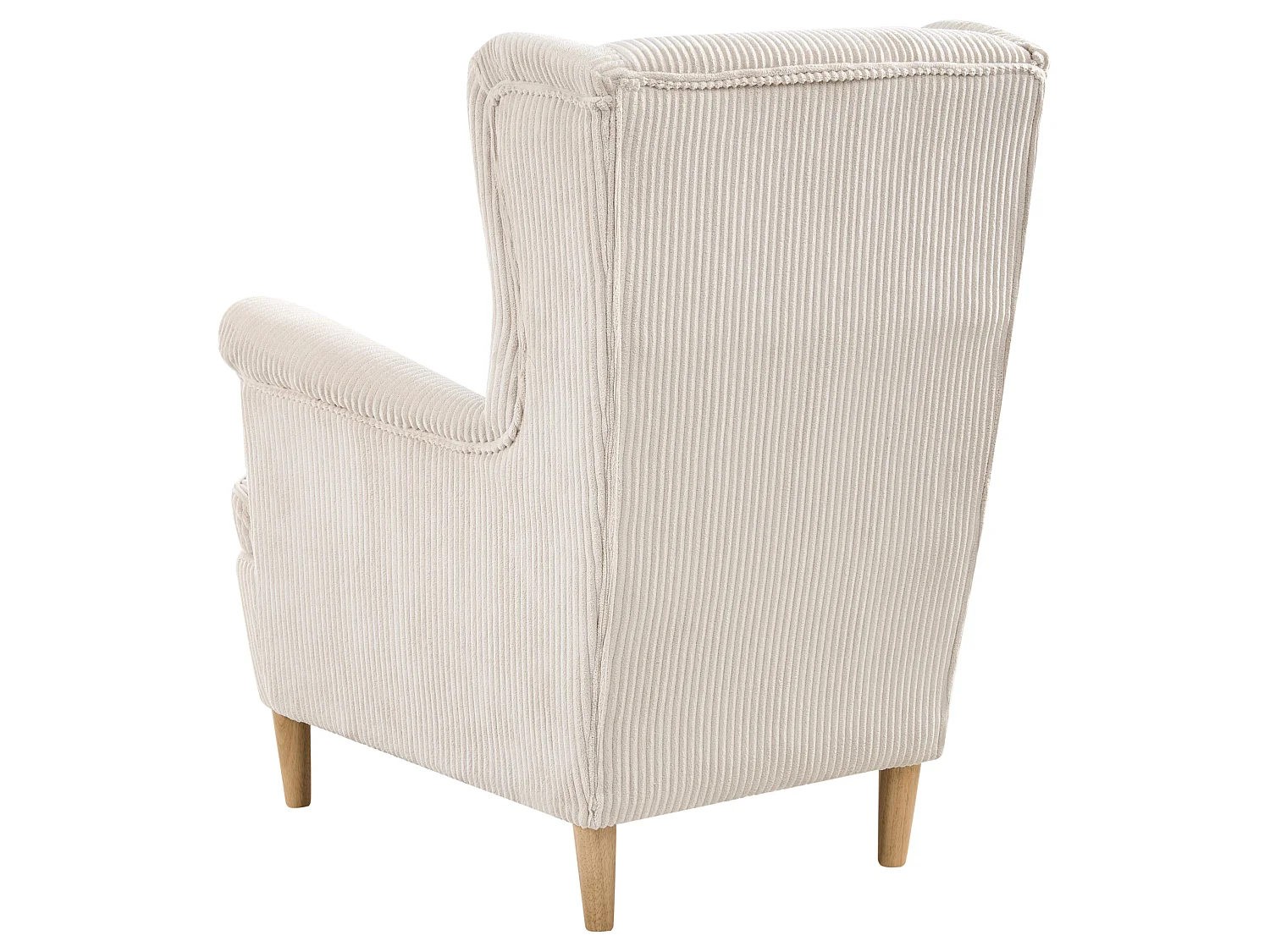 Fauteuil à oreilles ABSON Velours côtelé Beige clair