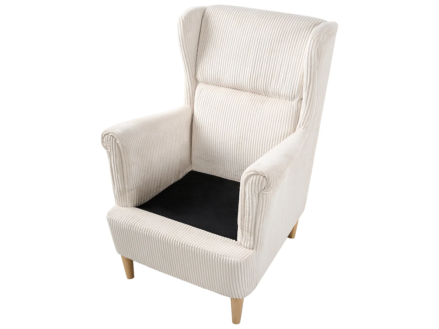 Fauteuil à oreilles ABSON Velours côtelé Beige clair