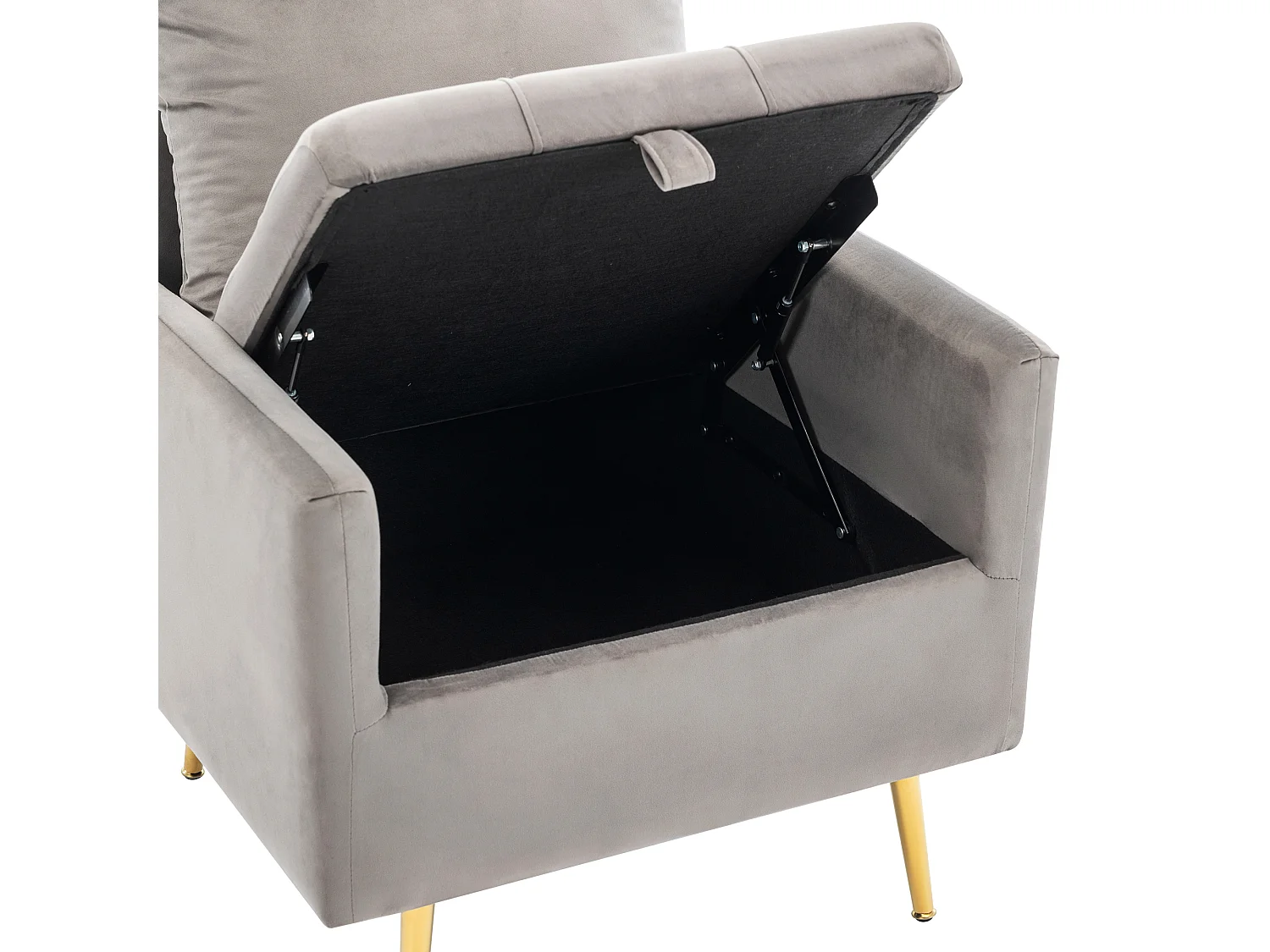 Fauteuil 71x71x80 cm avec Repose-pieds avec espace de rangement et Coussins en gris pour Salon et chambre