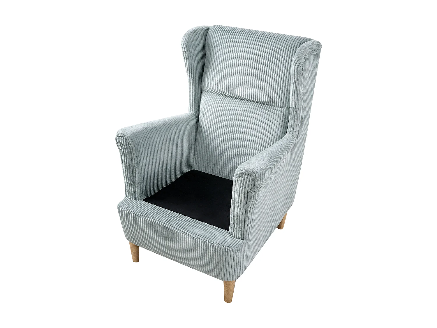Fauteuil à oreilles ABSON Velours côtelé Bleu clair