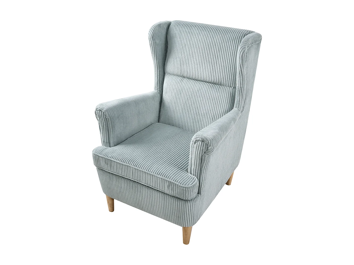 Fauteuil à oreilles ABSON Velours côtelé Bleu clair