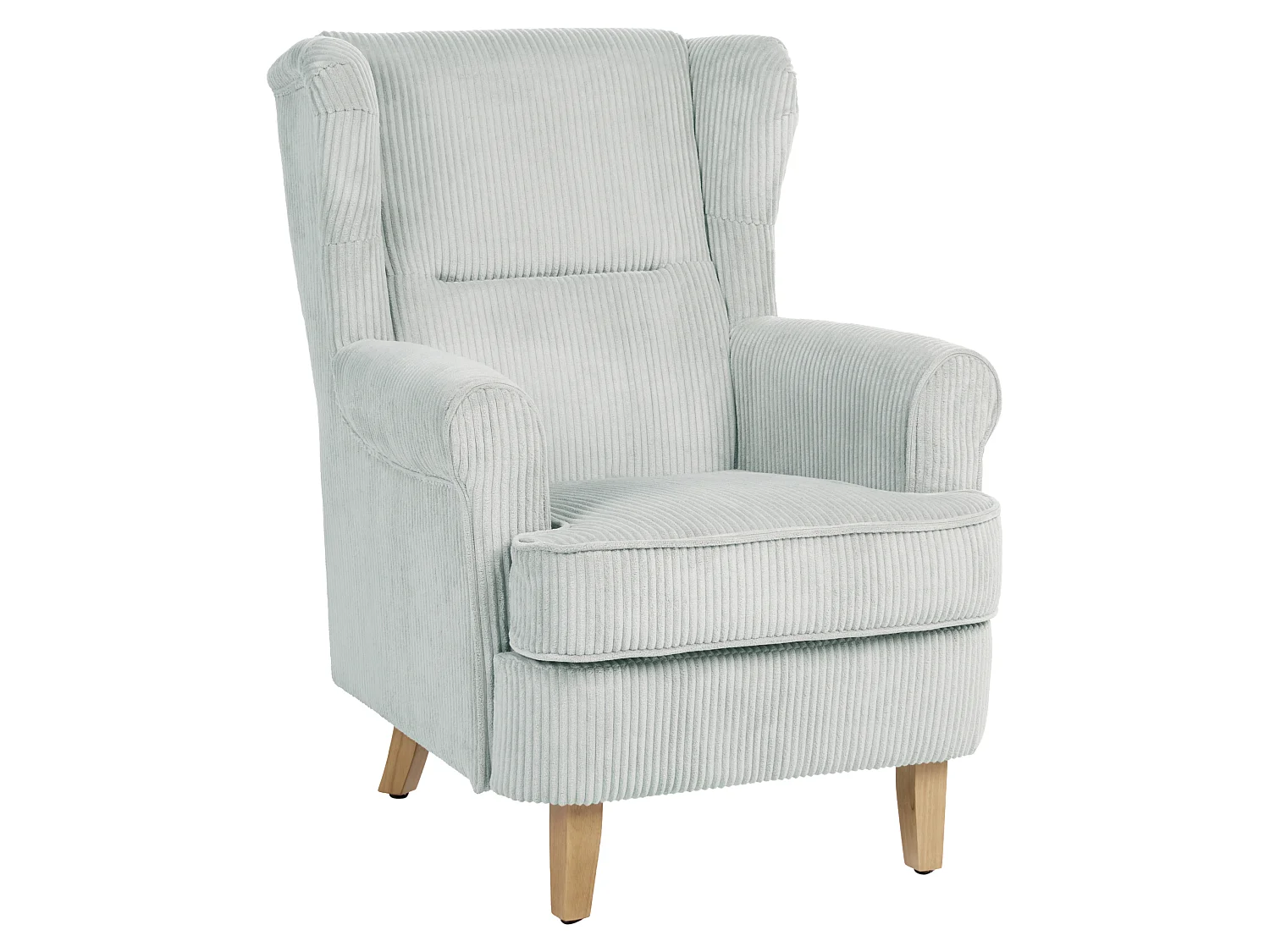 Fauteuil à oreilles ABSON Velours côtelé Bleu clair