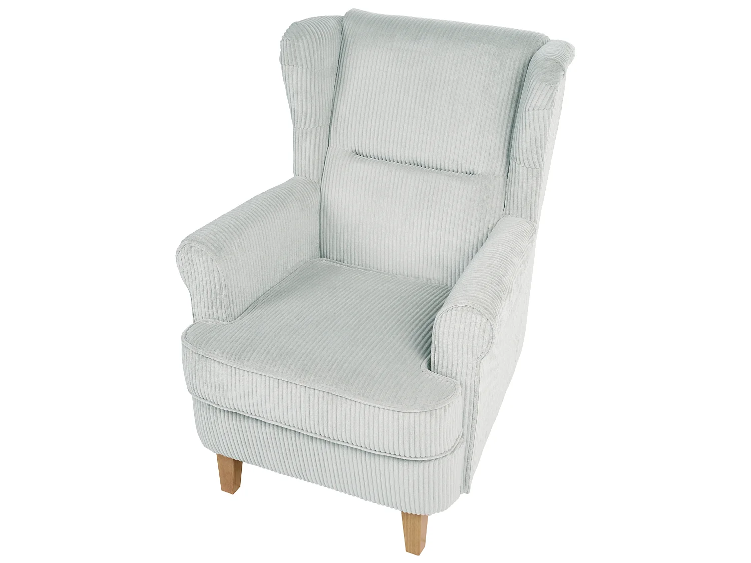 Fauteuil à oreilles ABSON Velours côtelé Bleu clair