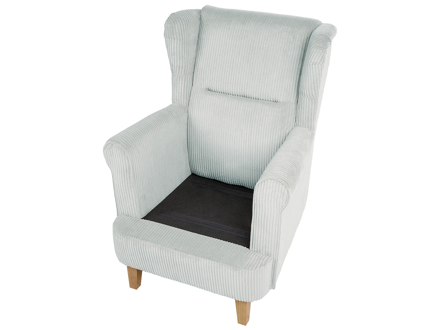 Fauteuil à oreilles ABSON Velours côtelé Bleu clair