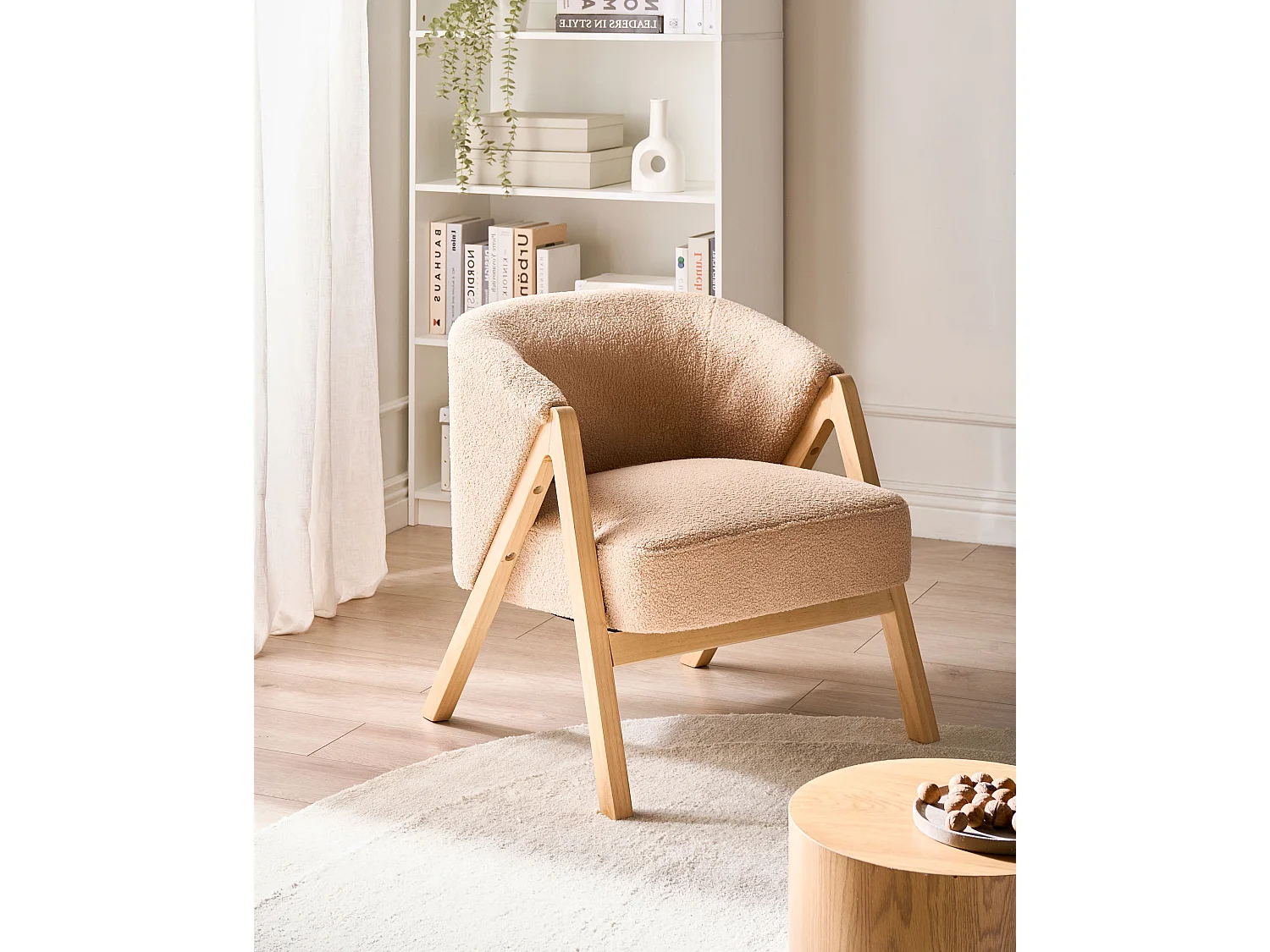 Fauteuil SKEI Bouclé Beige