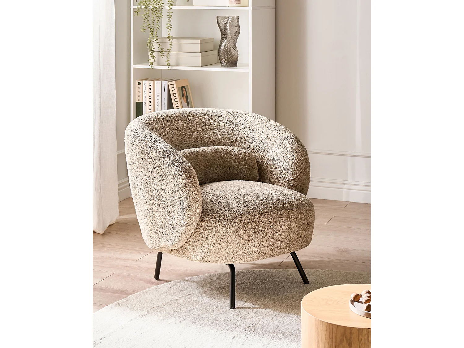 Fauteuil MAKELA Bouclé Taupe