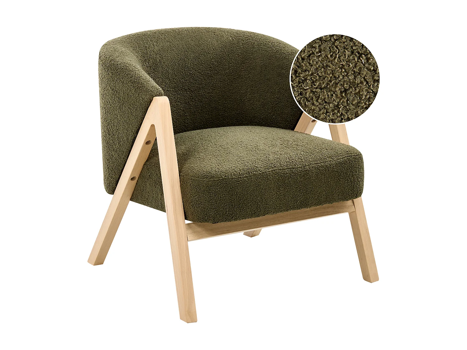 Fauteuil en bouclé vert foncé SKEI