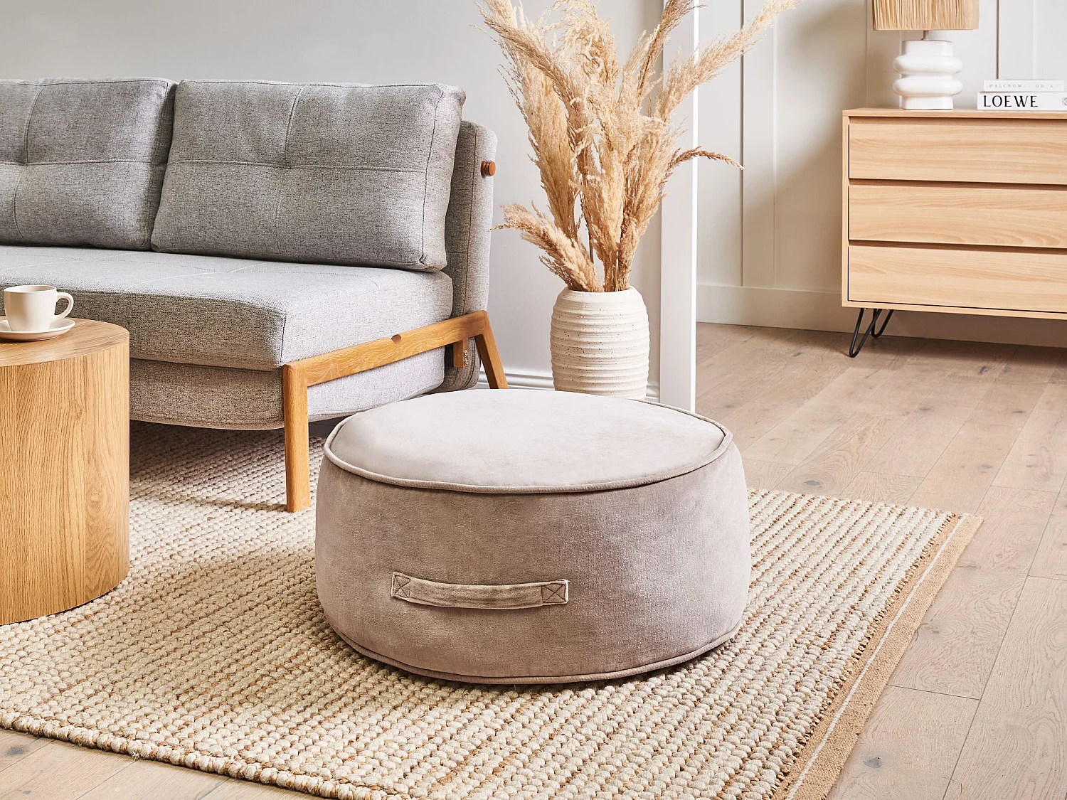 Pouf YULLE Velours Marron clair