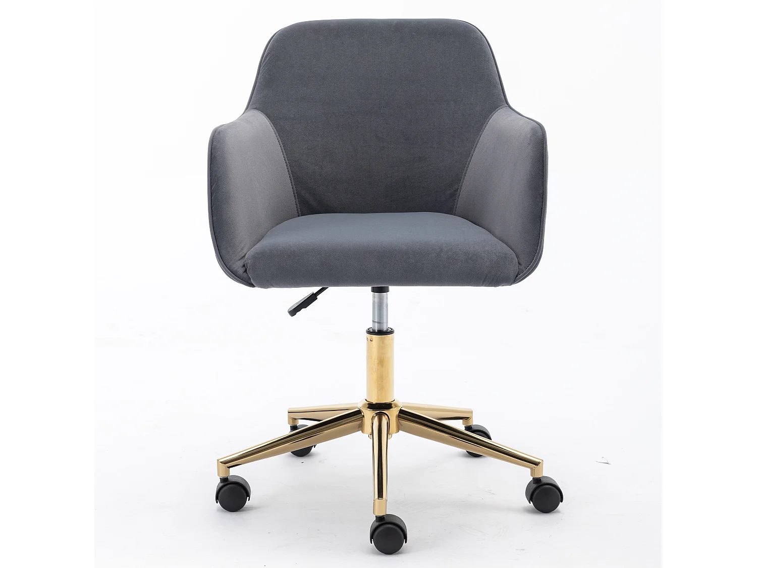 Draaifauteuil 58x63x86 cm met hoogteverstelling en 360° draaibaarheid. Grijze metalen stoelpoten voor woonkamer, slaapkamer en eetkamer.