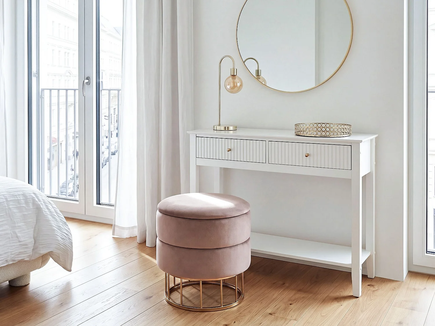Pouf de rangement ELGIN Velours Taupe
