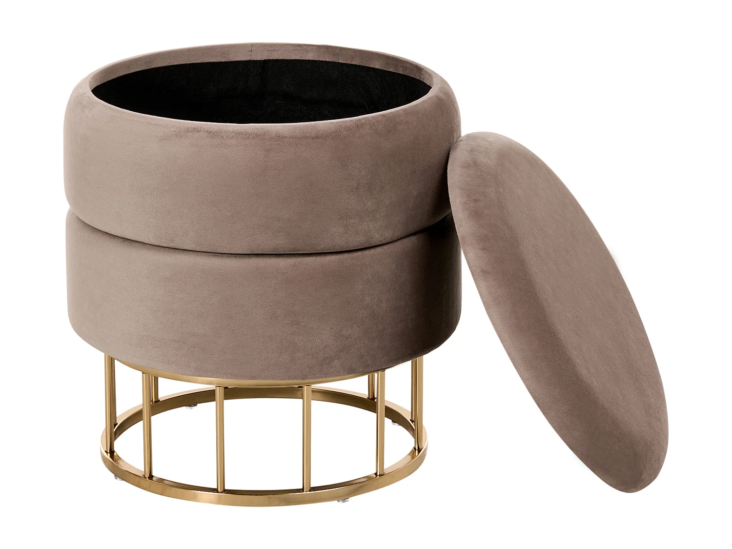 Pouf de rangement ELGIN Velours Taupe