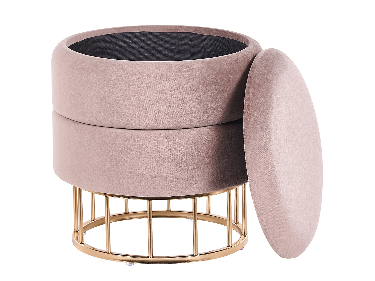 Pouf de rangement ELGIN Velours Taupe