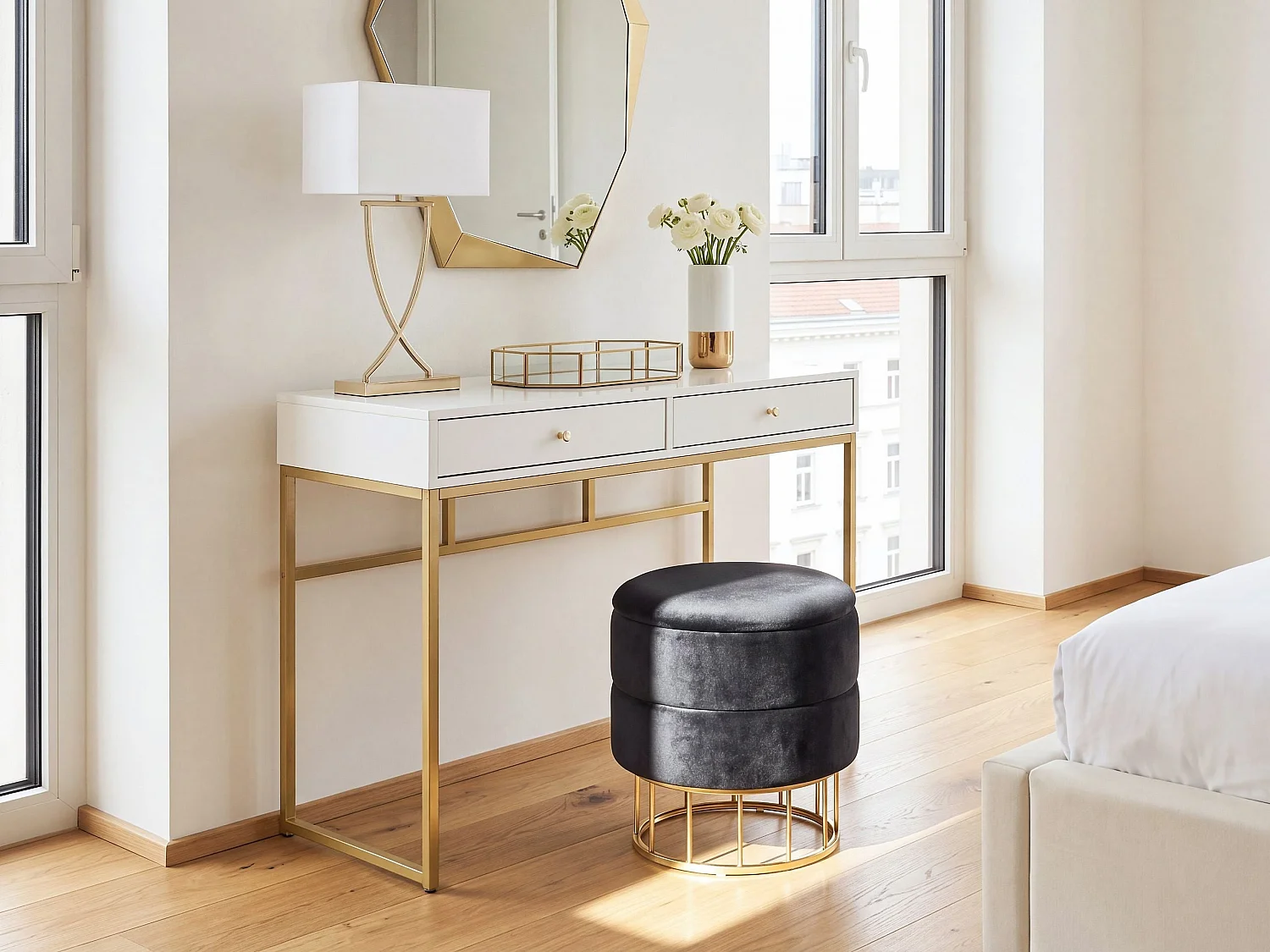 Pouf de rangement ELGIN Velours Noir