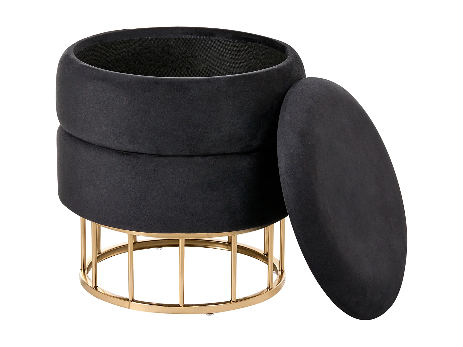 Pouf de rangement ELGIN Velours Noir