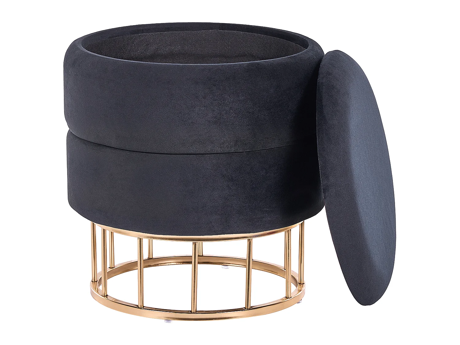 Pouf de rangement ELGIN Velours Noir