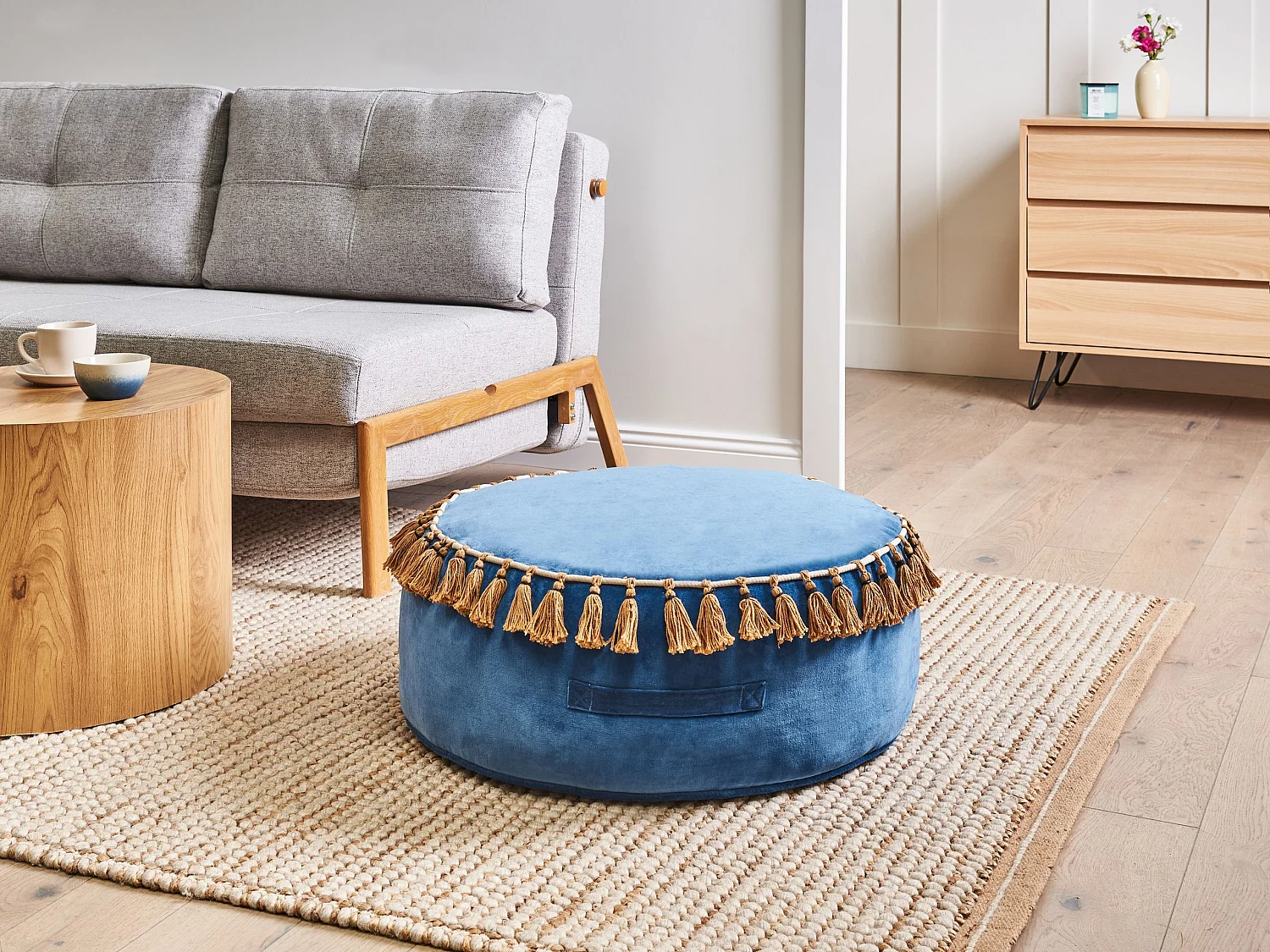 Pouf GOTHA Velours Bleu