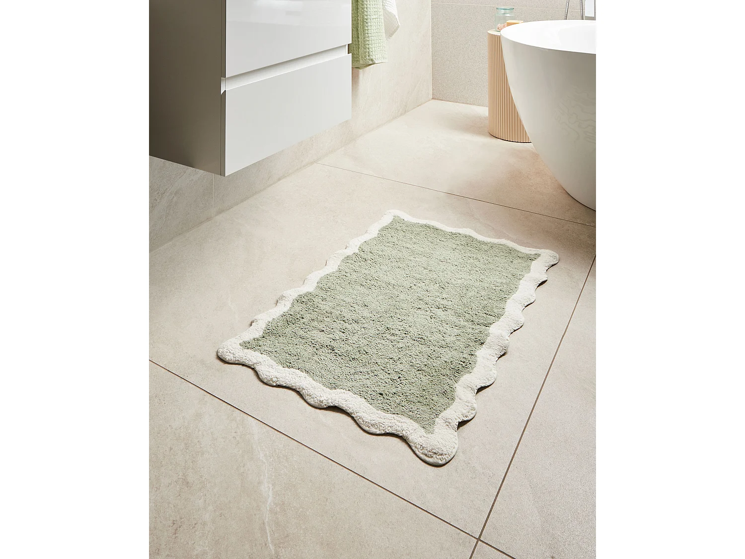Tapis de bain NANGAL Vert 60 x 90 cm Coton