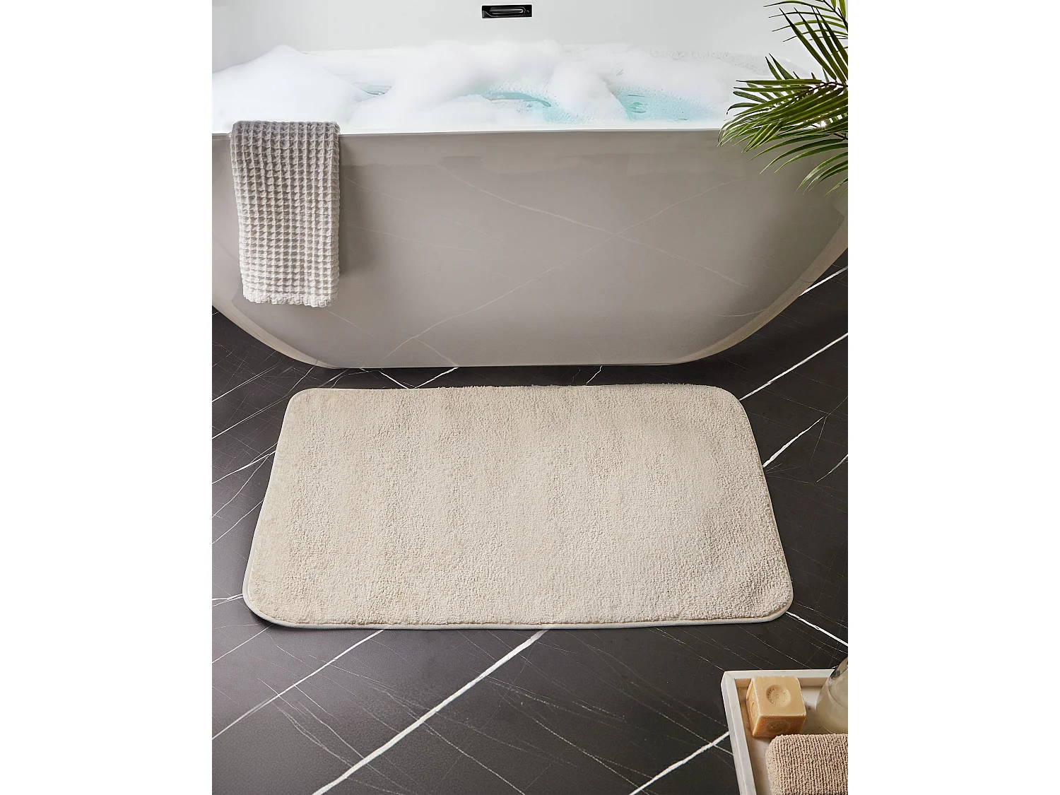 Tapis de bain URLANA Blanc cassé 60 x 90 cm Microfibre