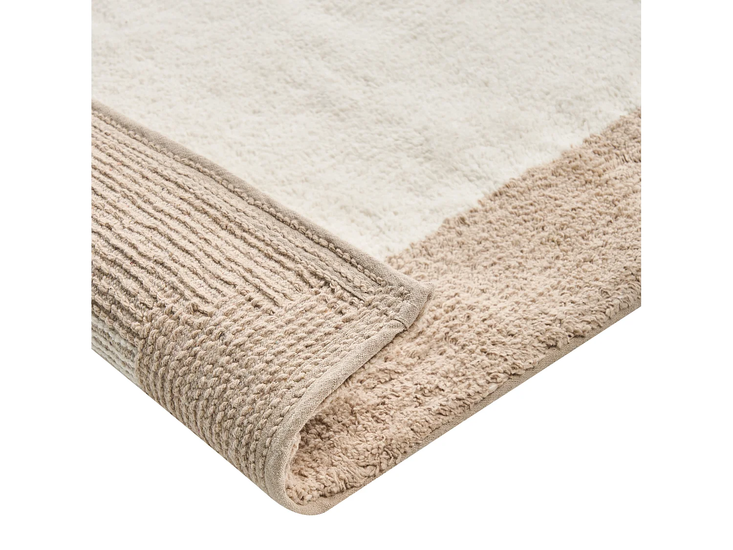 Tapis de bain KABRI Marron/beige 60 x 90 cm Coton