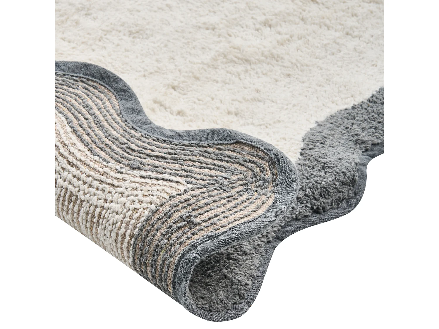Tapis de bain NANGAL Gris/beige 60 x 90 cm Coton