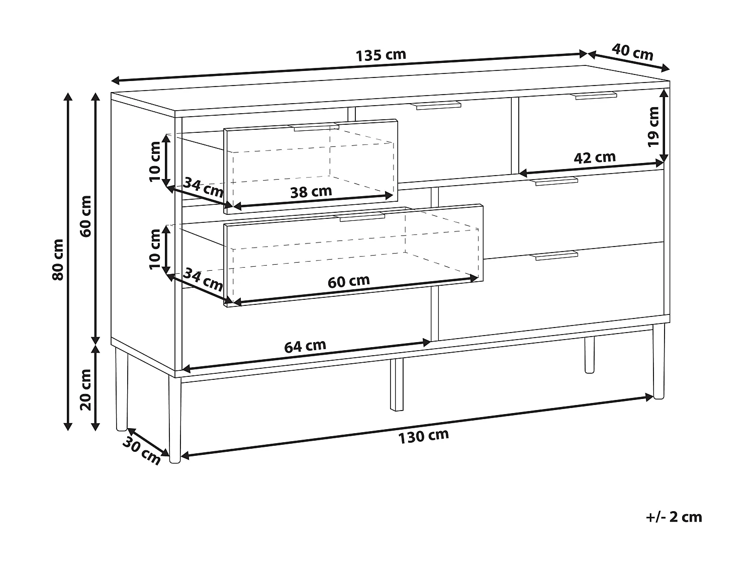 Commode à 7 tiroirs LEDUC Blanc