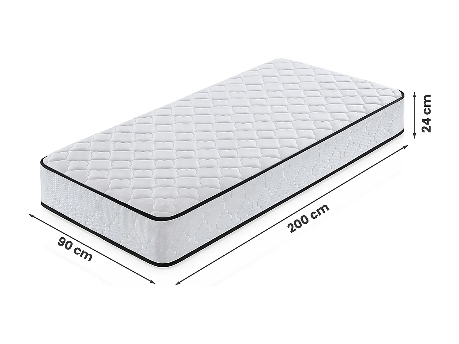 Matelas à ressorts ensachés 7 zones avec protège-matelas H3 90x200 cm