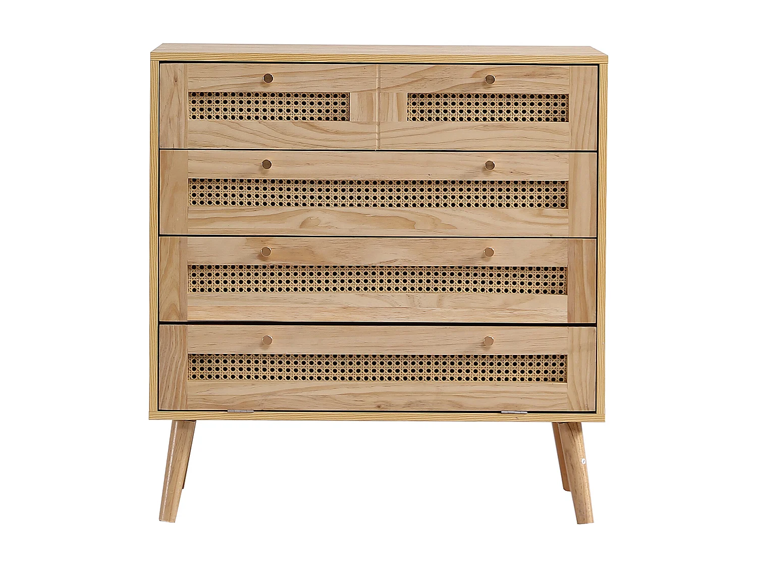 Commode à tiroirs 80x40x83 cm avec trois tiroirs Panneaux de particules Couleur naturelle pour Chambre et salon et salle à manger