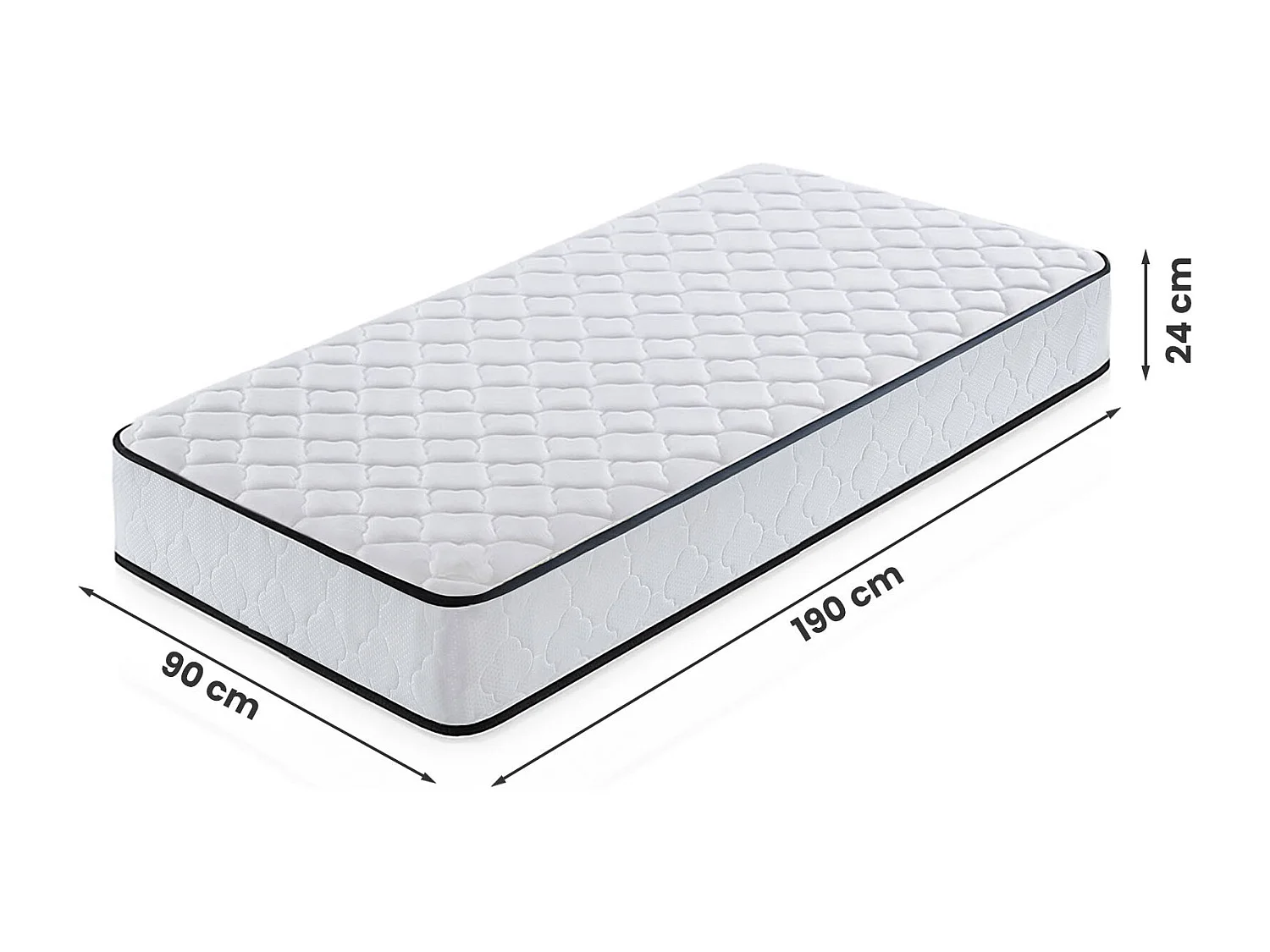 Matelas à ressorts ensachés 7 zones avec protège-matelas H3 90x190 cm
