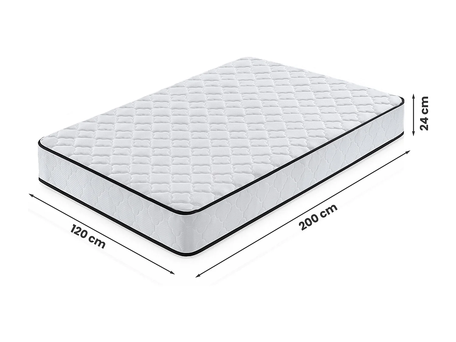 Matelas à ressorts ensachés 7 zones avec protège-matelas H3 120x200 cm