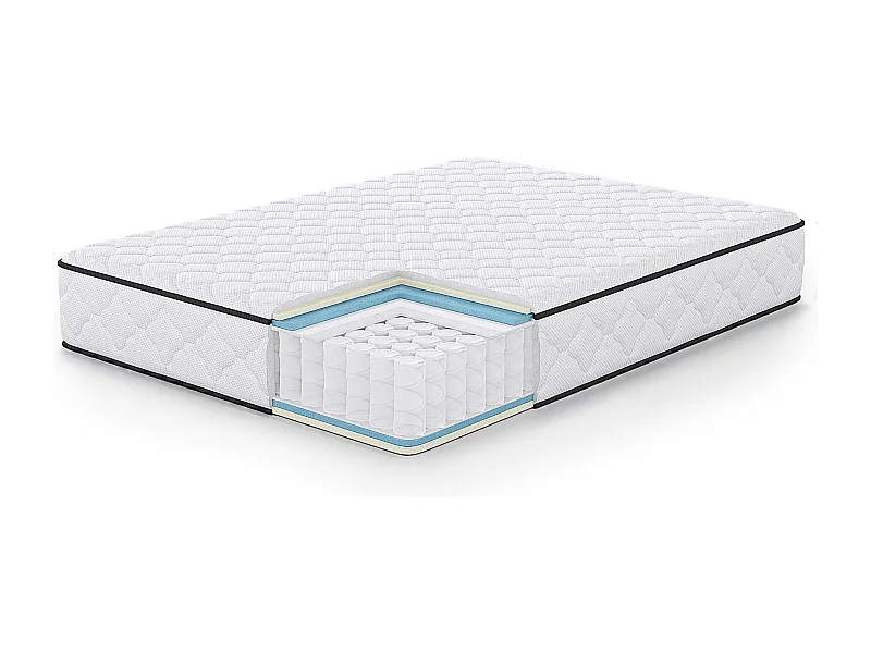 Matelas à ressorts ensachés 7 zones avec protège-matelas H3 140x190 cm