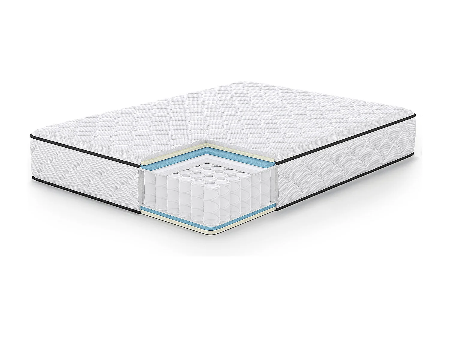 Matelas à ressorts ensachés 7 zones avec protège-matelas H3 140x190 cm