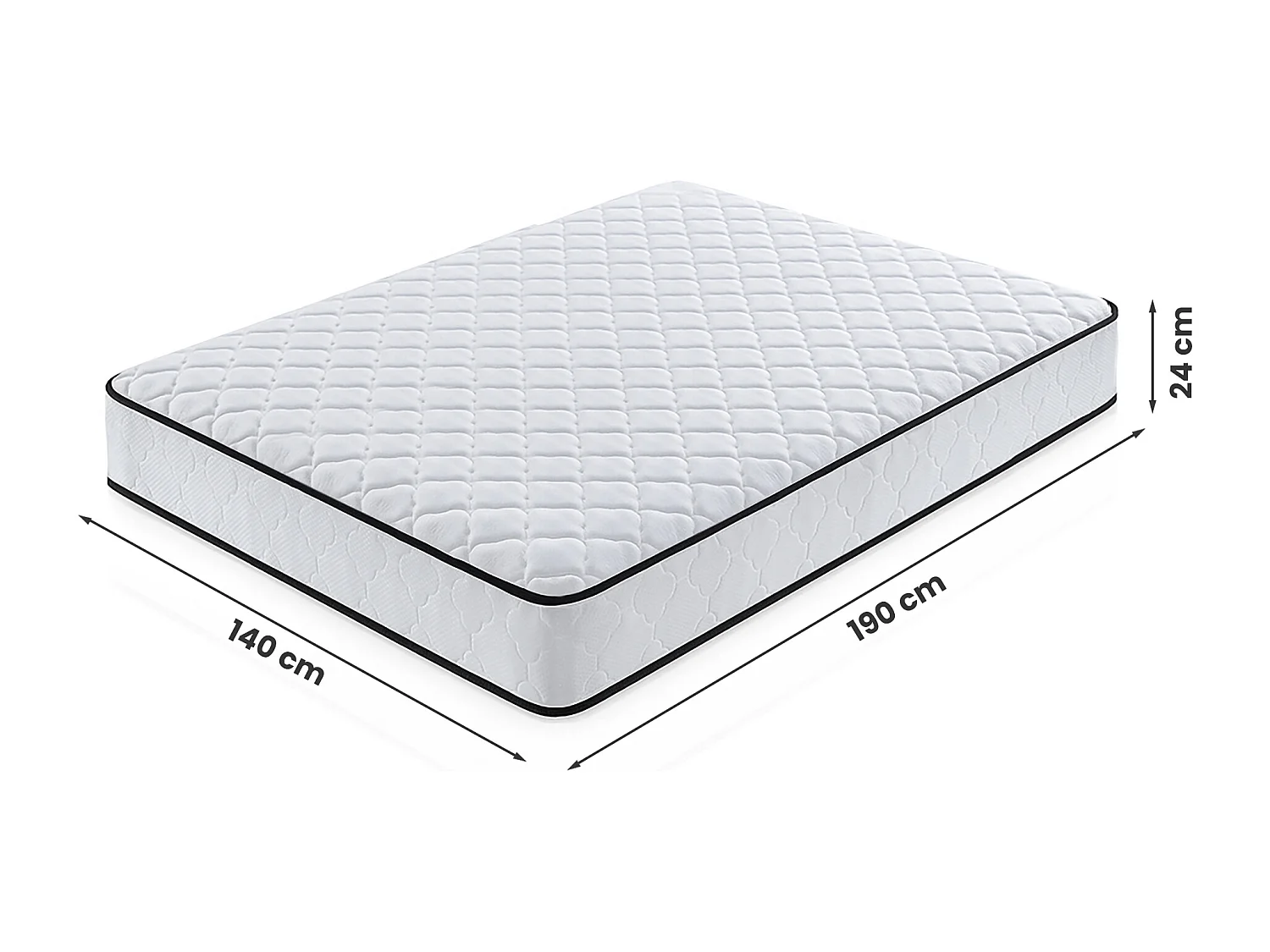 Matelas à ressorts ensachés 7 zones avec protège-matelas H3 140x190 cm