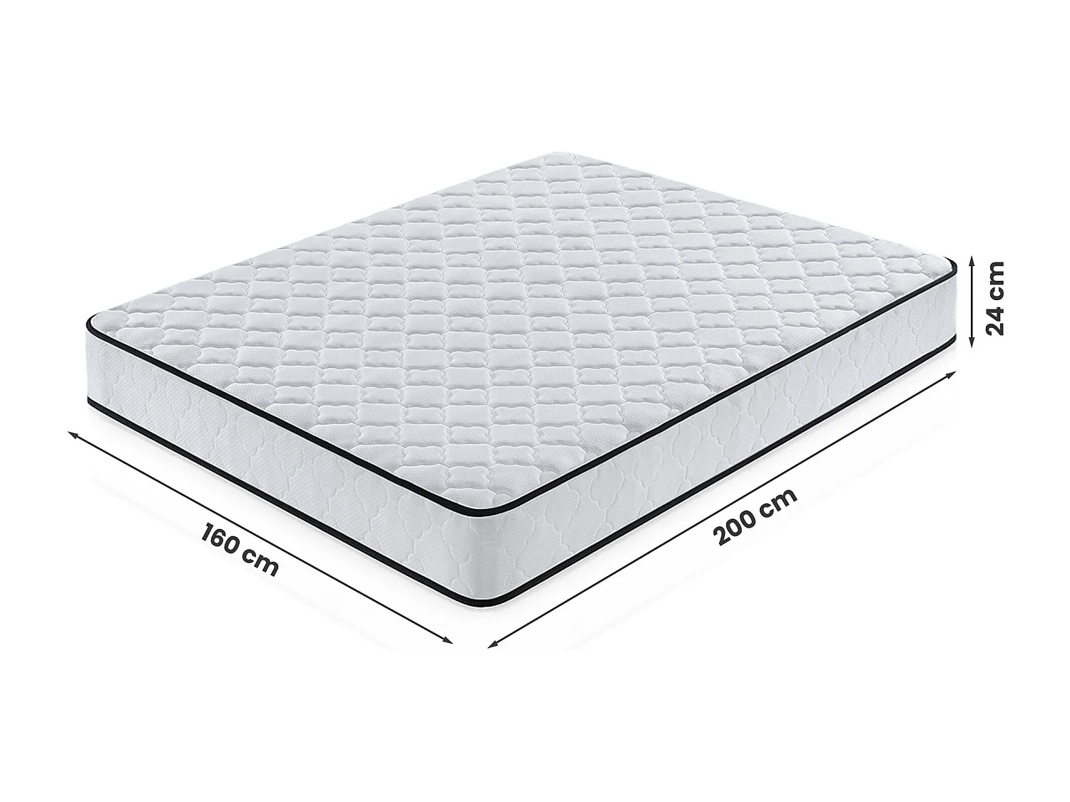 Matelas à ressorts ensachés 7 zones avec protège-matelas H3 160x200 cm