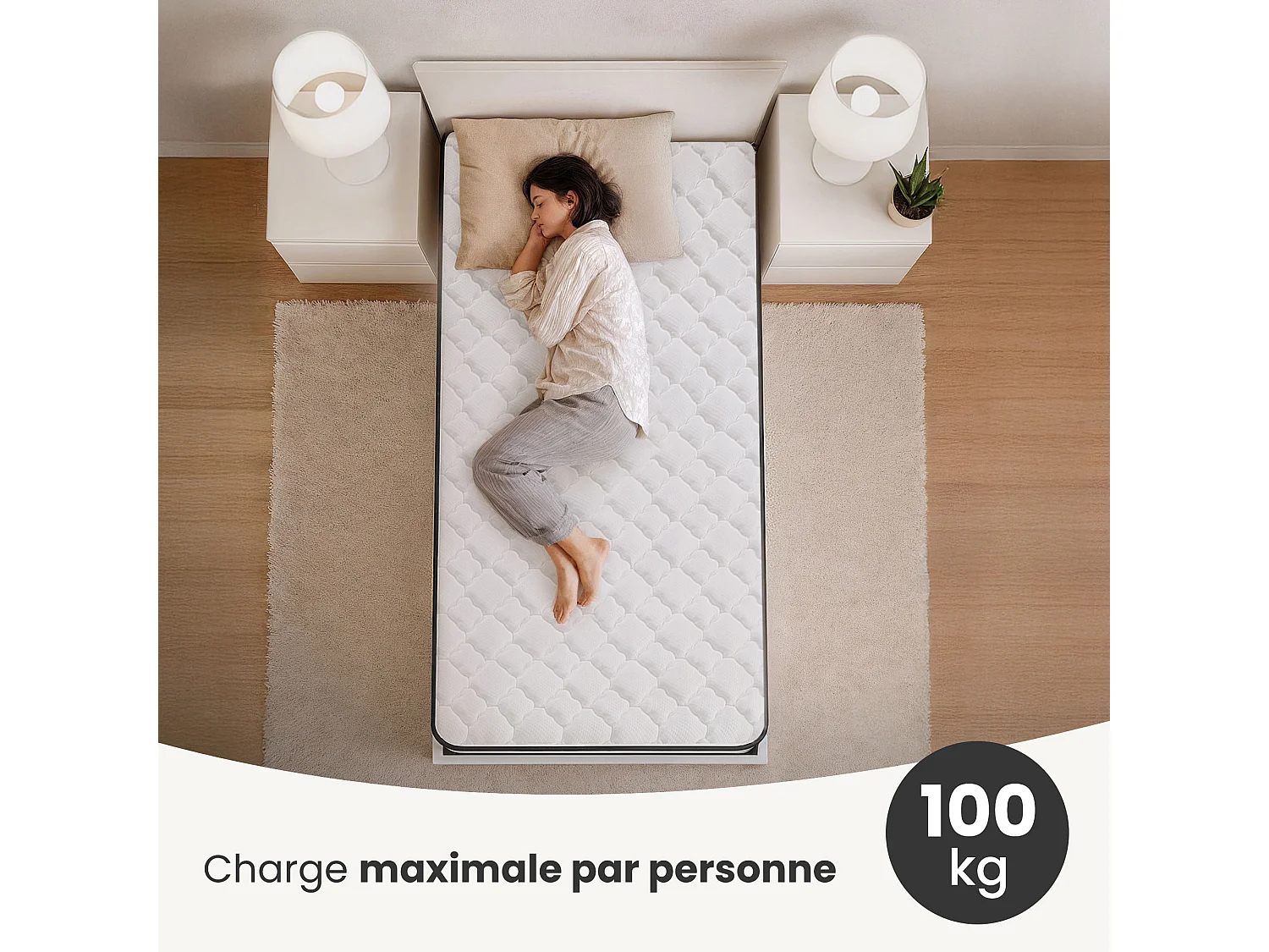 Materasso a molle insacchettate 7 zone con coprimaterasso incluso durezza H3 100x200 cm