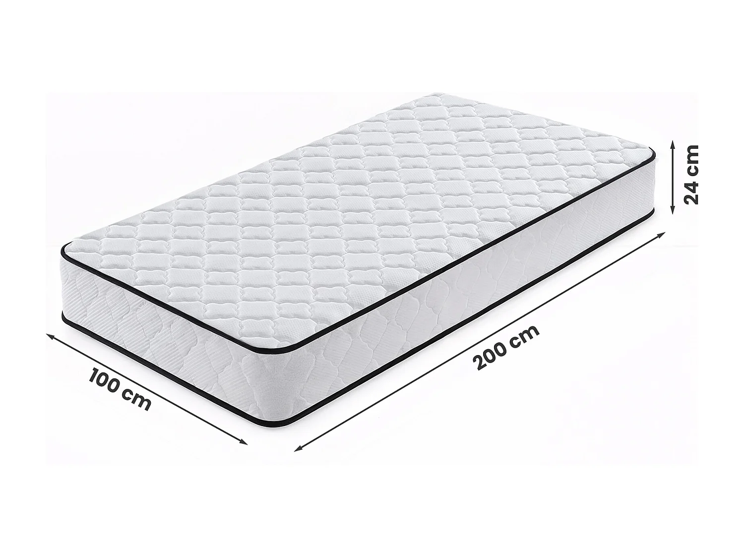 Matelas à ressorts ensachés 7 zones avec protège-matelas H3 100x200 cm