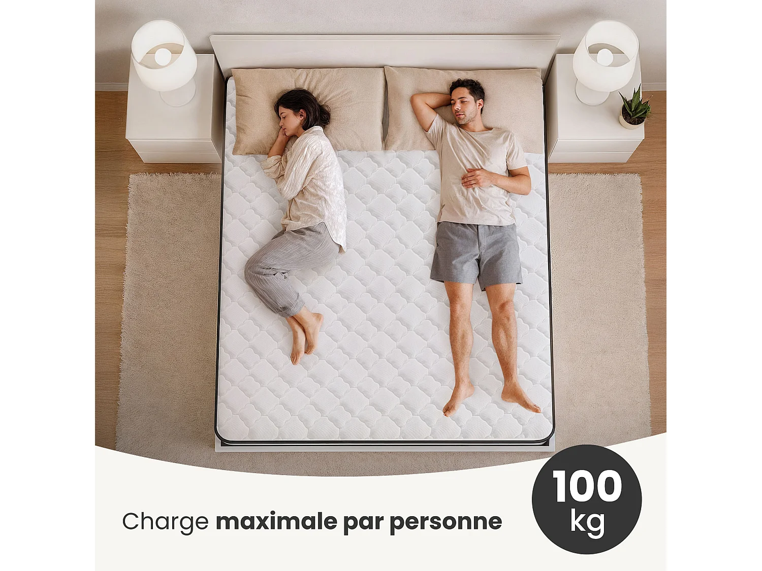 Materasso a molle insacchettate 7 zone con coprimaterasso incluso durezza H3 180x200 cm