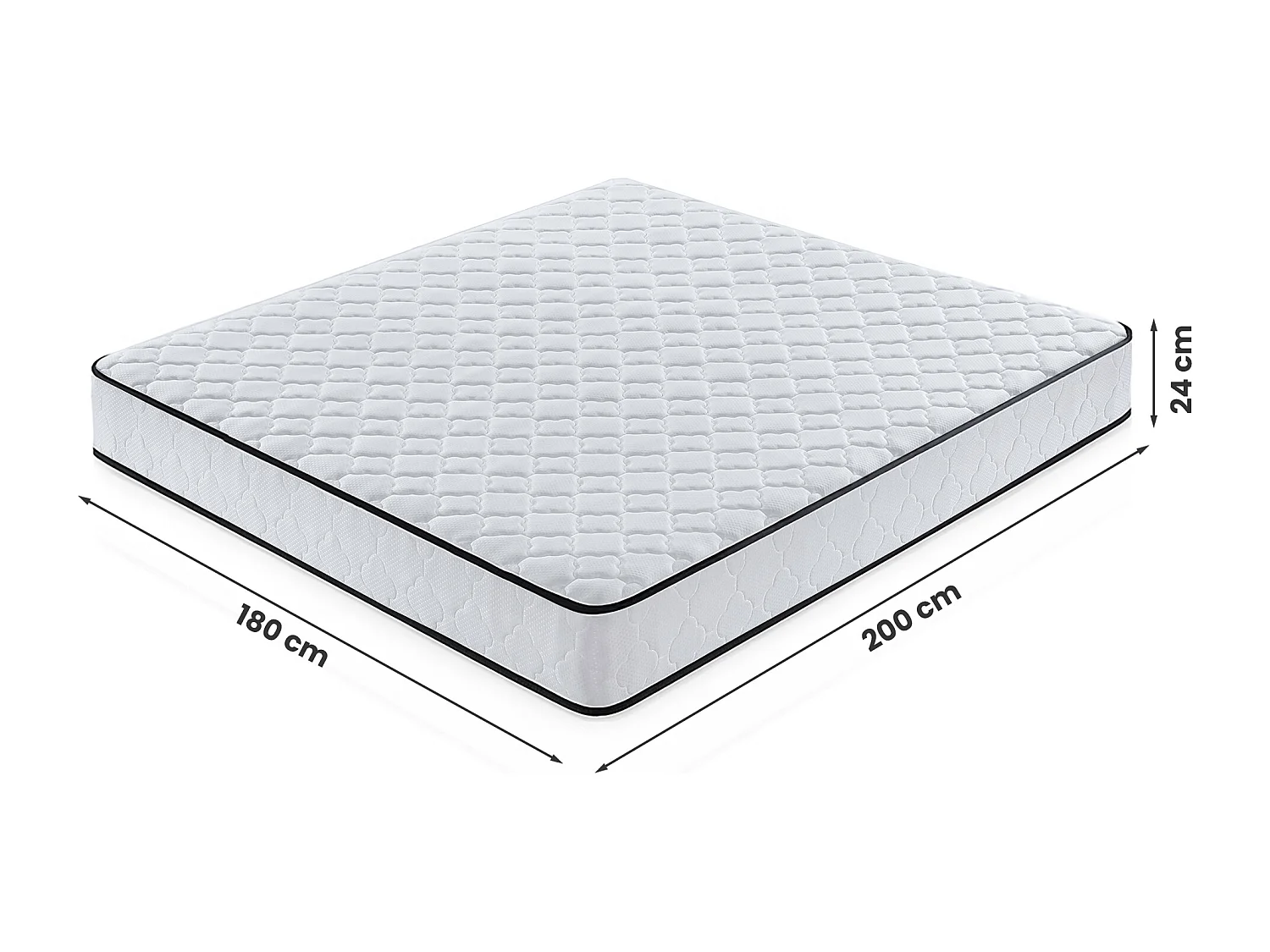 Matelas à ressorts ensachés 7 zones avec protège-matelas H3 180x200 cm